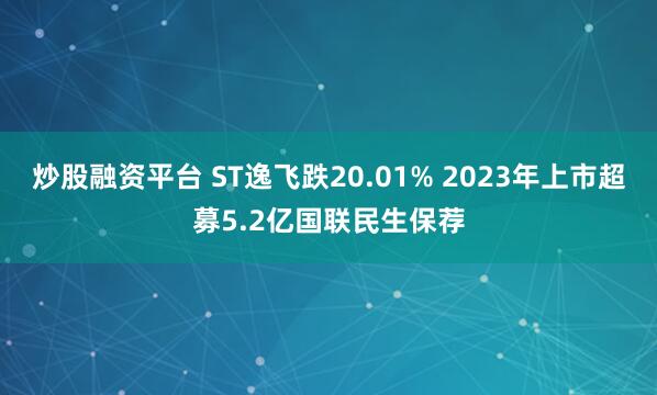 炒股融资平台 ST逸飞跌20.01% 2023年上市超募5.2亿国联民生保荐