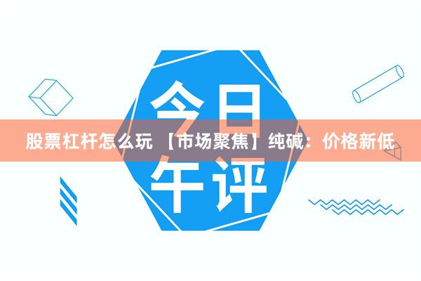 股票杠杆怎么玩 【市场聚焦】纯碱：价格新低
