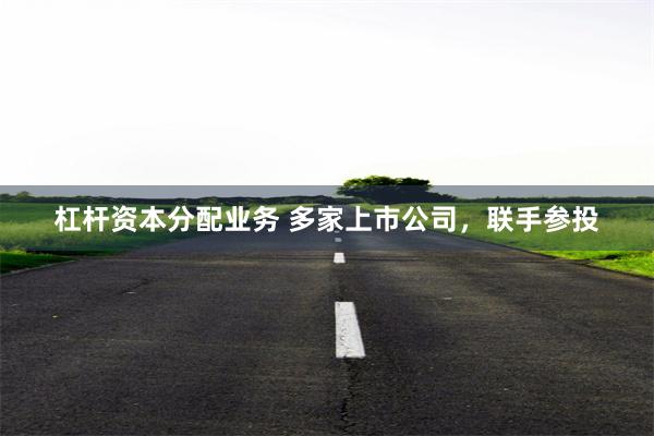 杠杆资本分配业务 多家上市公司，联手参投
