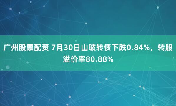 广州股票配资 7月30日山玻转债下跌0.84%，转股溢价率80.88%