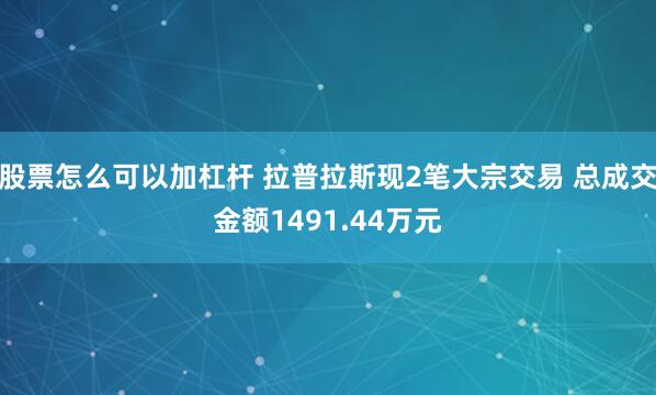 股票怎么可以加杠杆 拉普拉斯现2笔大宗交易 总成交金额1491.44万元